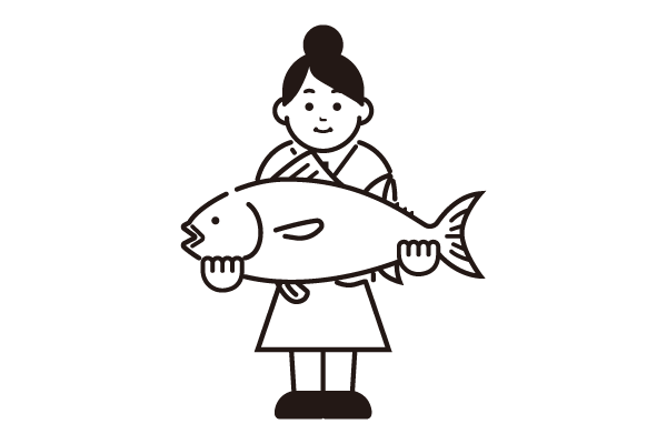 魚を持つ女性2