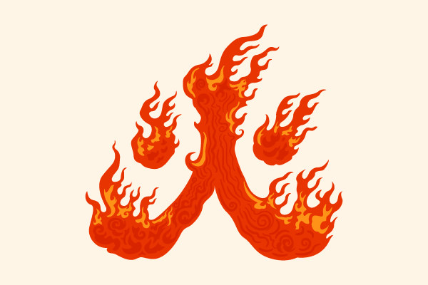 火の漢字タイポグラフィ